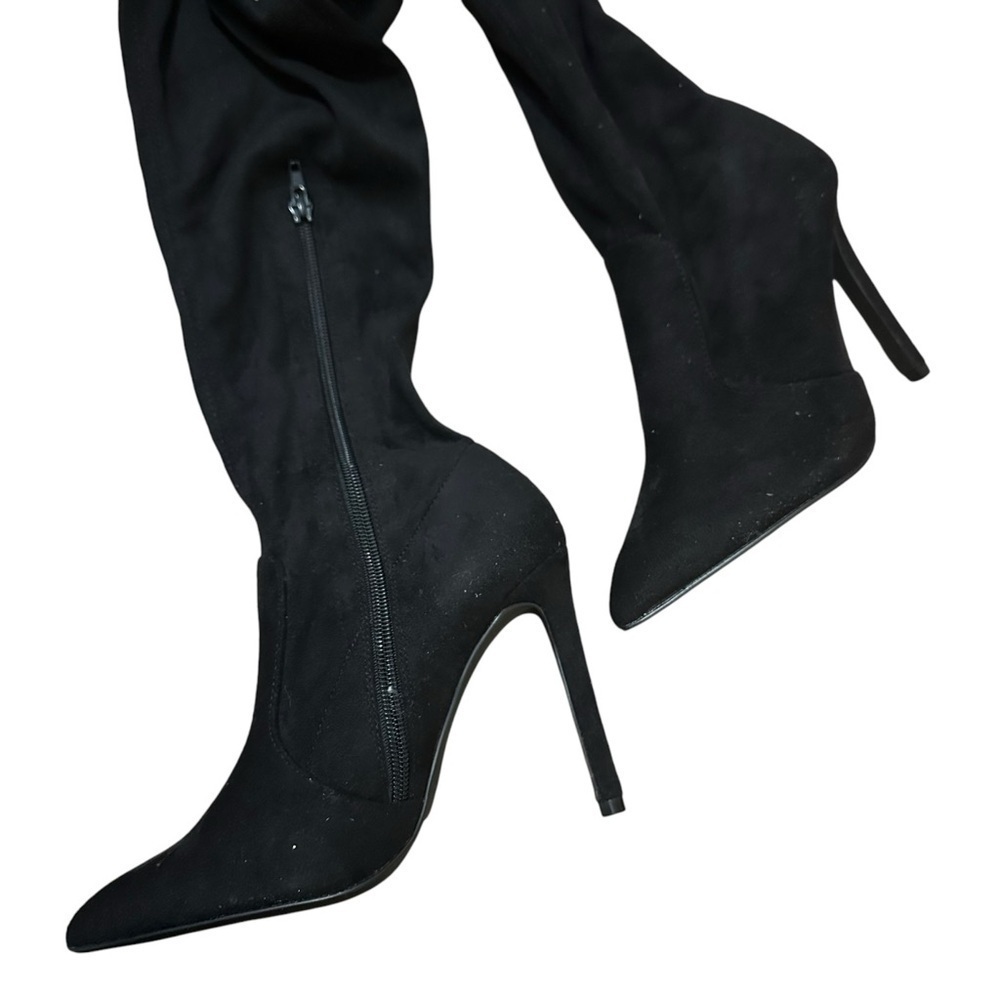 Call It Spring Over The Knee Stretch Shaft Pointed Toe Stiletto Heel Suede Boots - Picture 6 of 7